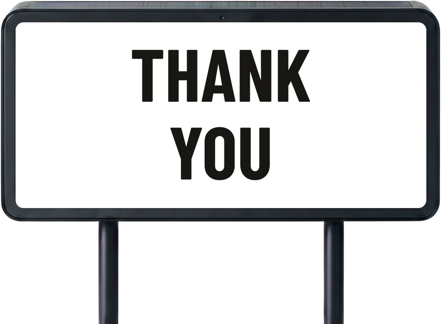 A WayFrame sign reading THANK YOU